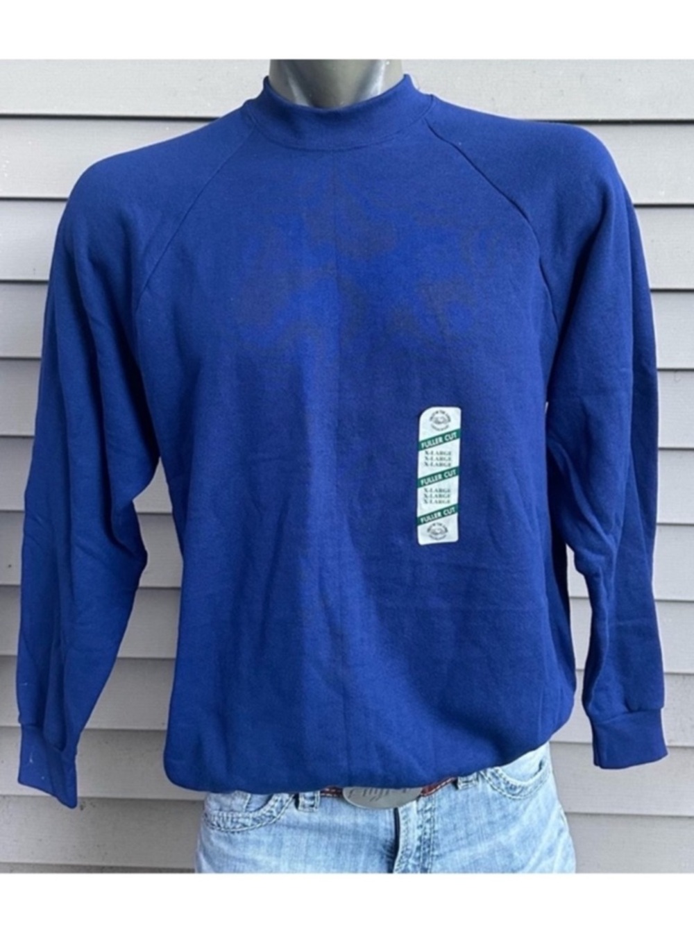 Vintage 90s sweatshirt NOS blank blue men’s XL Fruit of The Loom